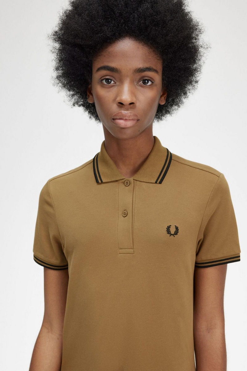 Fred Perry Twin Tipped Fred Perry Shirt Klänning Dam Shaded Stone | SEQCS19090