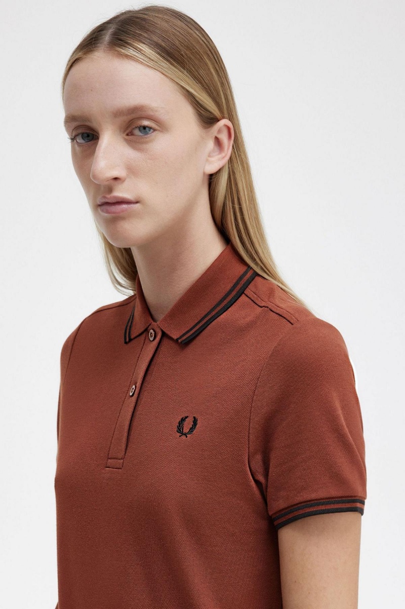 Fred Perry Twin Tipped Fred Perry Shirt Klänning Dam Bruna Svarta Svarta | SECVG18419