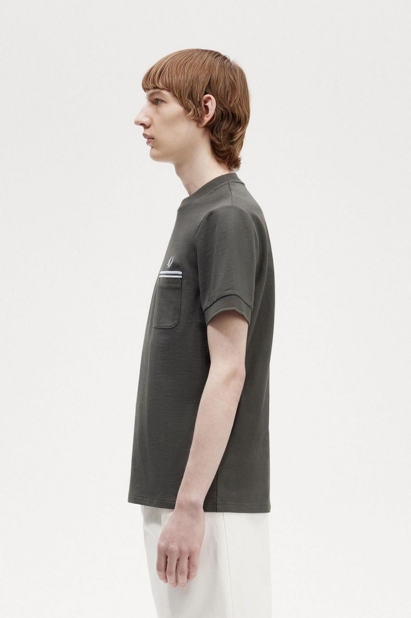 Fred Perry Twin Tipped Pocket T-shirt Herr Gröna | GSEEC74806