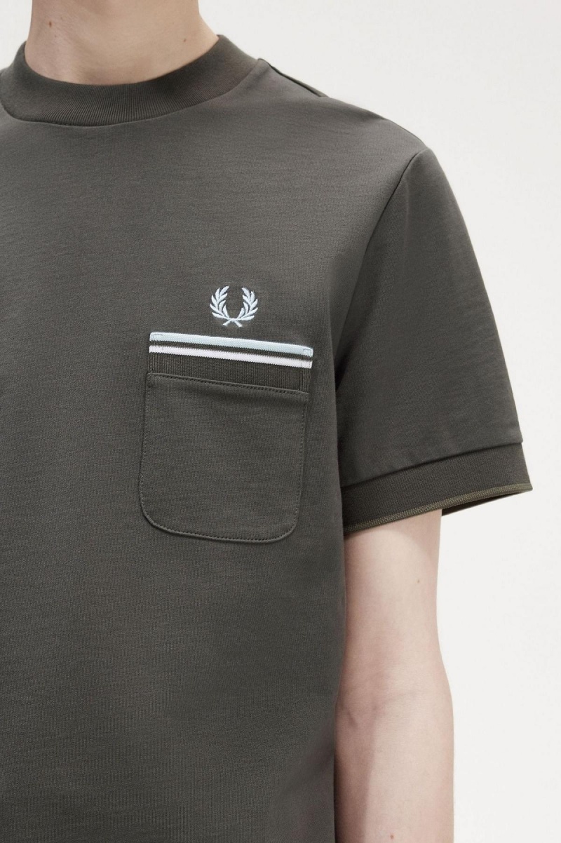 Fred Perry Twin Tipped Pocket T-shirt Herr Gröna | GSEEC74806