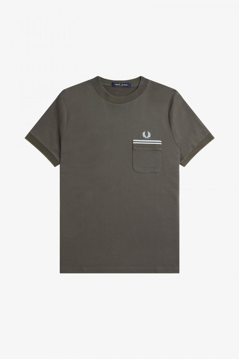 Fred Perry Twin Tipped Pocket T-shirt Herr Gröna | GSEEC74806