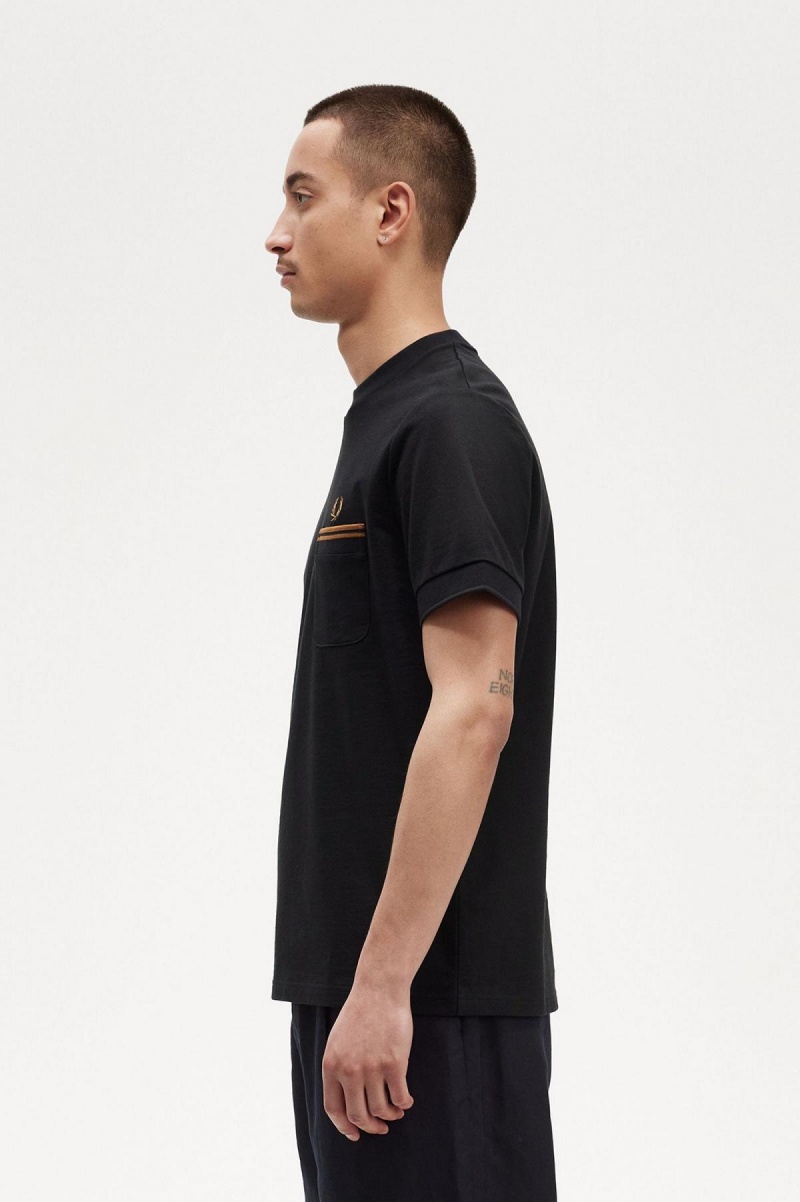 Fred Perry Twin Tipped Pocket T-shirt Herr Svarta | LSETR22523