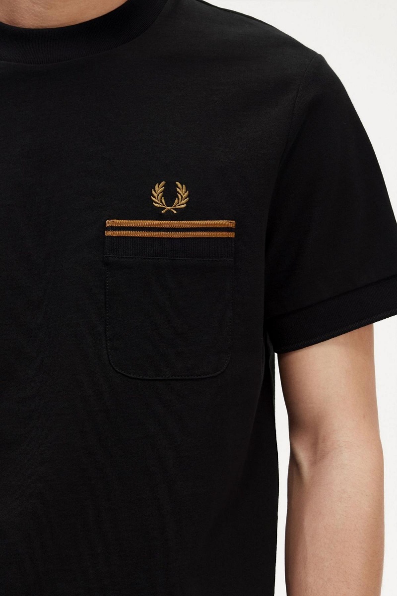 Fred Perry Twin Tipped Pocket T-shirt Herr Svarta | LSETR22523