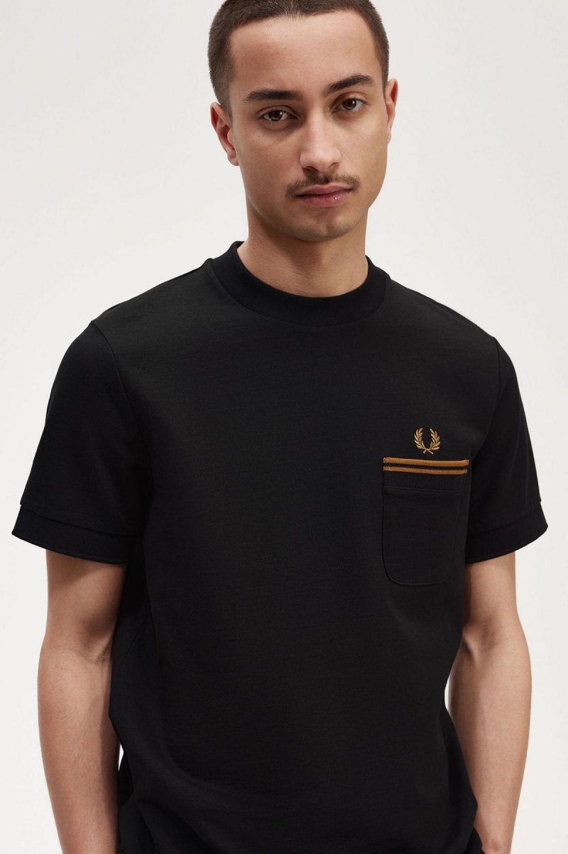 Fred Perry Twin Tipped Pocket T-shirt Herr Svarta | LSETR22523