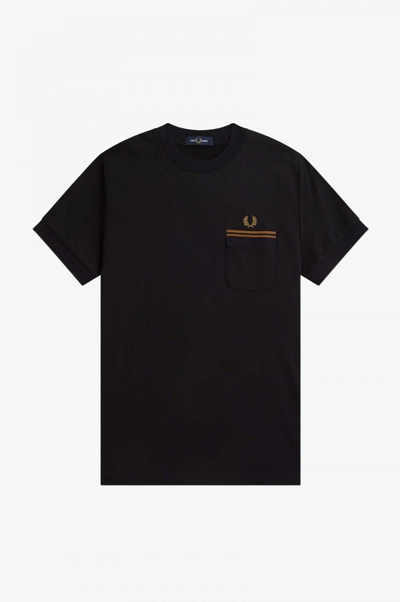 Fred Perry Twin Tipped Pocket T-shirt Herr Svarta | LSETR22523