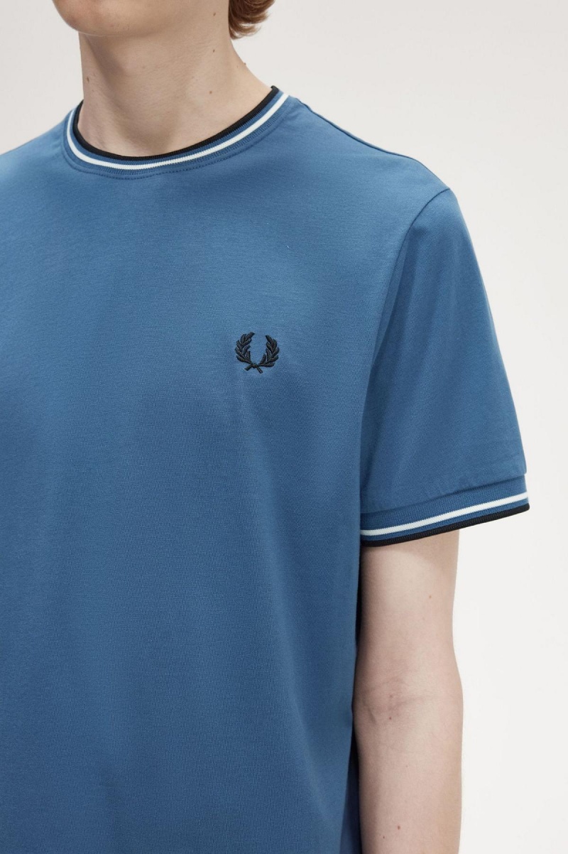 Fred Perry Twin Tipped T-shirt Herr Blå | SEIIZ67427