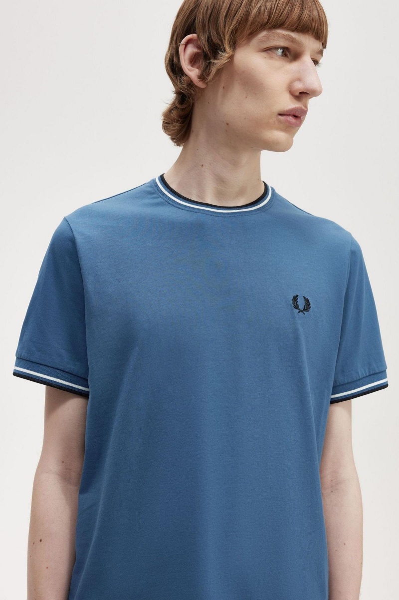 Fred Perry Twin Tipped T-shirt Herr Blå | SEIIZ67427