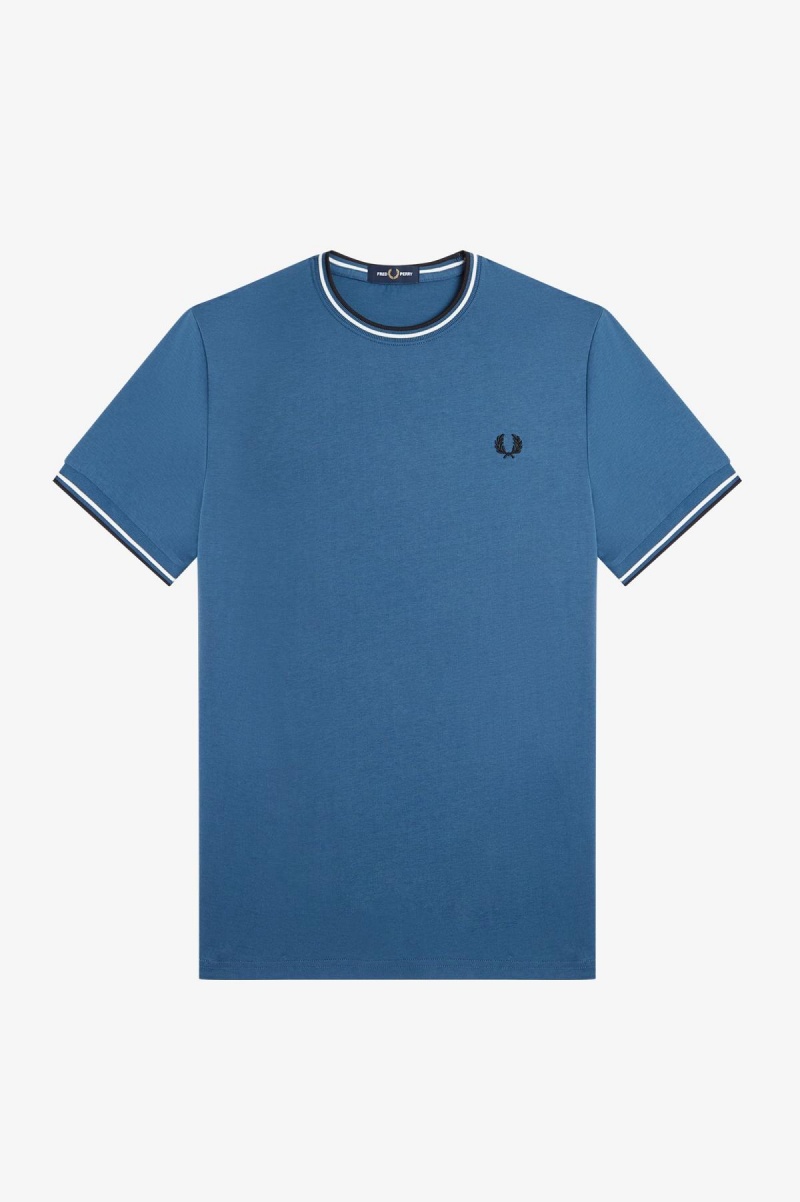 Fred Perry Twin Tipped T-shirt Herr Blå | SEIIZ67427