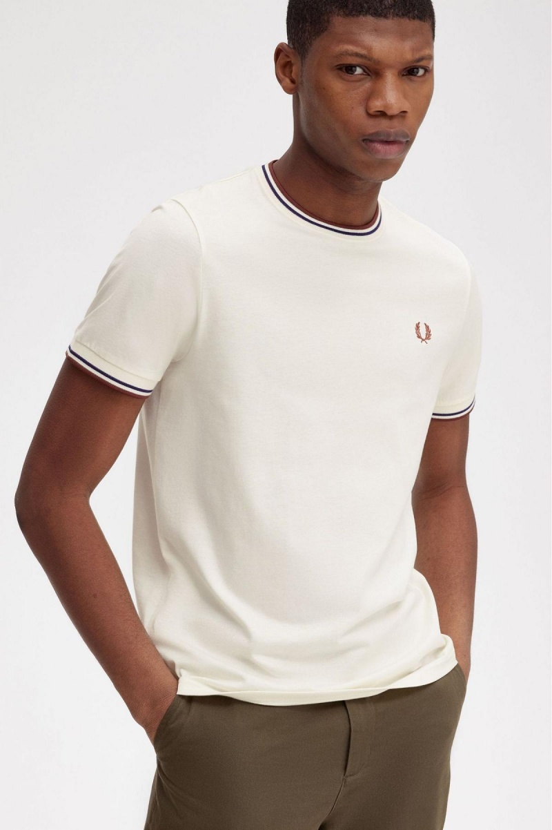 Fred Perry Twin Tipped T-shirt Herr Bruna | PSEQX76584