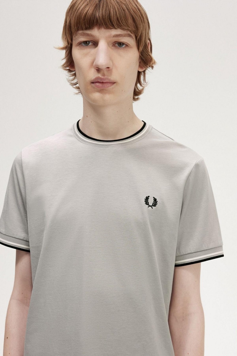 Fred Perry Twin Tipped T-shirt Herr Limestone | ZSENQ93651