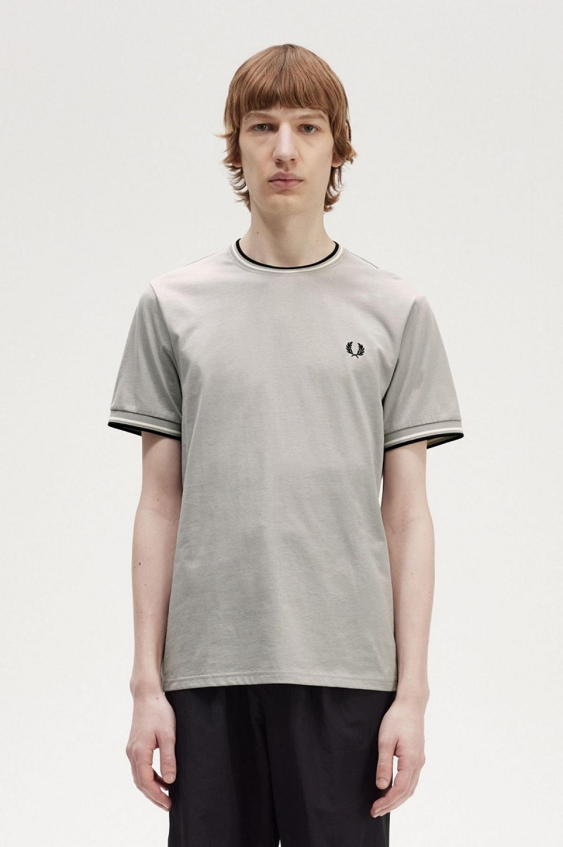 Fred Perry Twin Tipped T-shirt Herr Limestone | ZSENQ93651