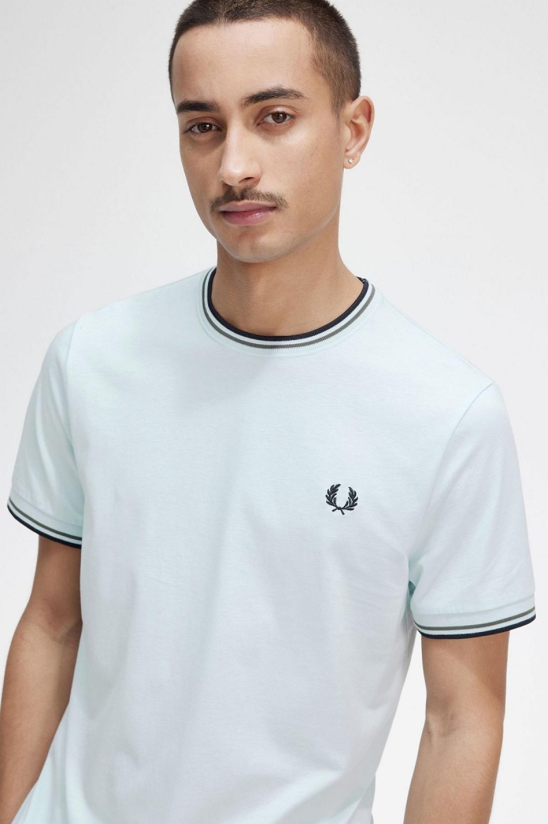 Fred Perry Twin Tipped T-shirt Herr Ljusgröna Svarta | SEDYB46649