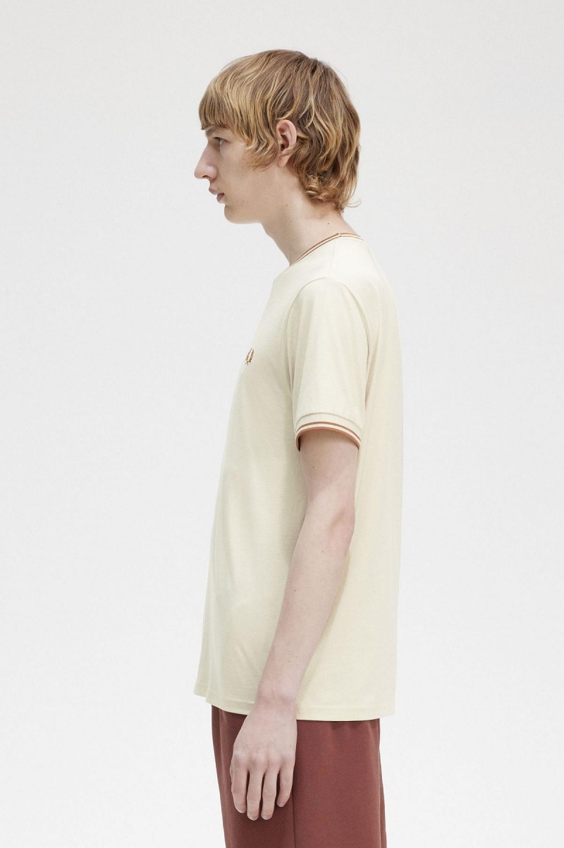 Fred Perry Twin Tipped T-shirt Herr Oatmeal | SEZDE32938