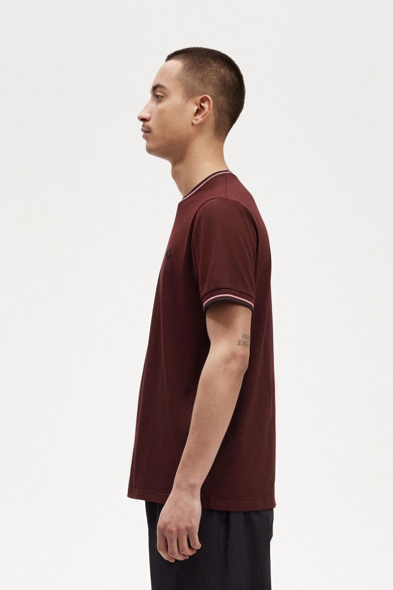 Fred Perry Twin Tipped T-shirt Herr Oxblood | SECIF79317