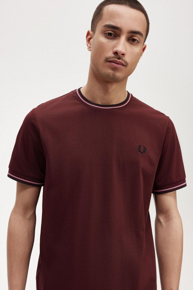 Fred Perry Twin Tipped T-shirt Herr Oxblood | SECIF79317