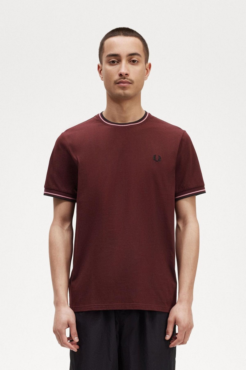 Fred Perry Twin Tipped T-shirt Herr Oxblood | SECIF79317