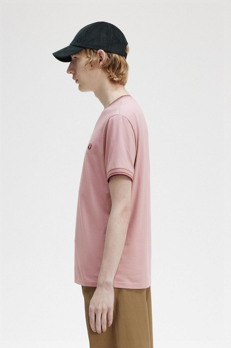 Fred Perry Twin Tipped T-shirt Herr Rosa Rosa | DSEKV12537