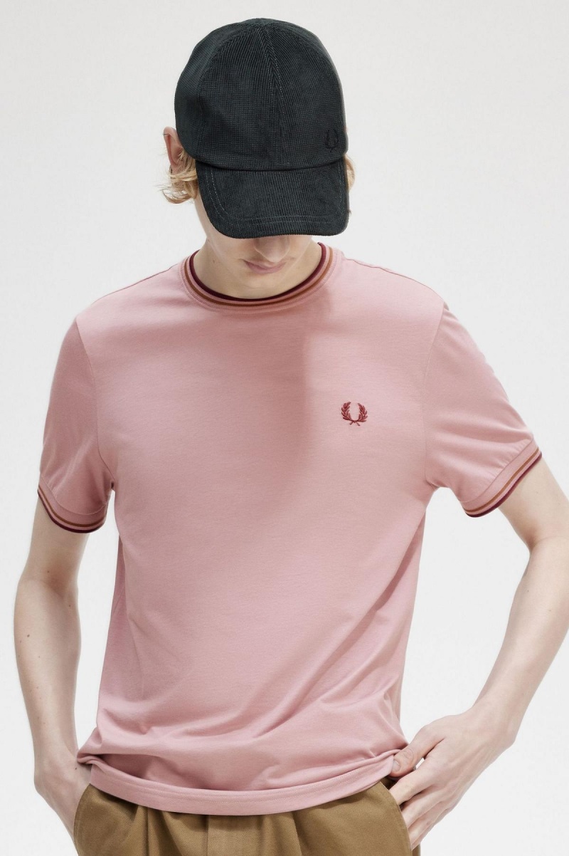 Fred Perry Twin Tipped T-shirt Herr Rosa Rosa | DSEKV12537