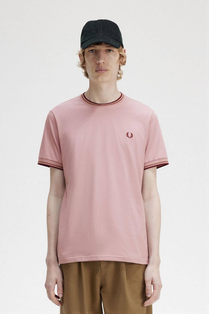 Fred Perry Twin Tipped T-shirt Herr Rosa Rosa | DSEKV12537