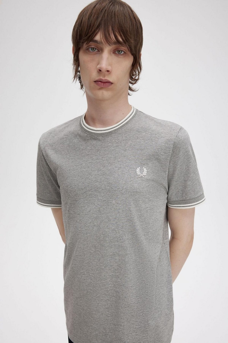 Fred Perry Twin Tipped T-shirt Herr Steel Marl | SEZDE40783