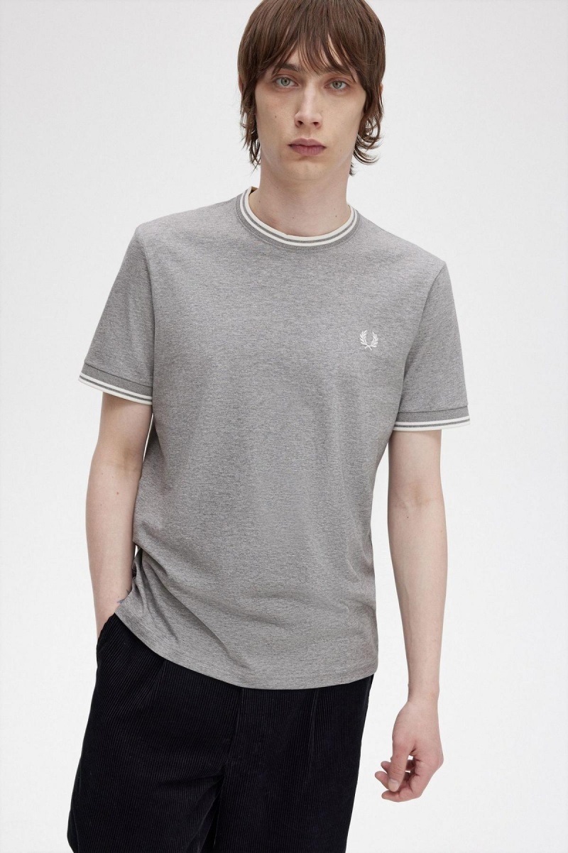 Fred Perry Twin Tipped T-shirt Herr Steel Marl | SEZDE40783