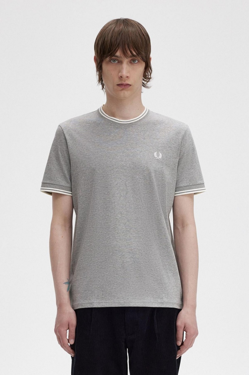 Fred Perry Twin Tipped T-shirt Herr Steel Marl | SEZDE40783