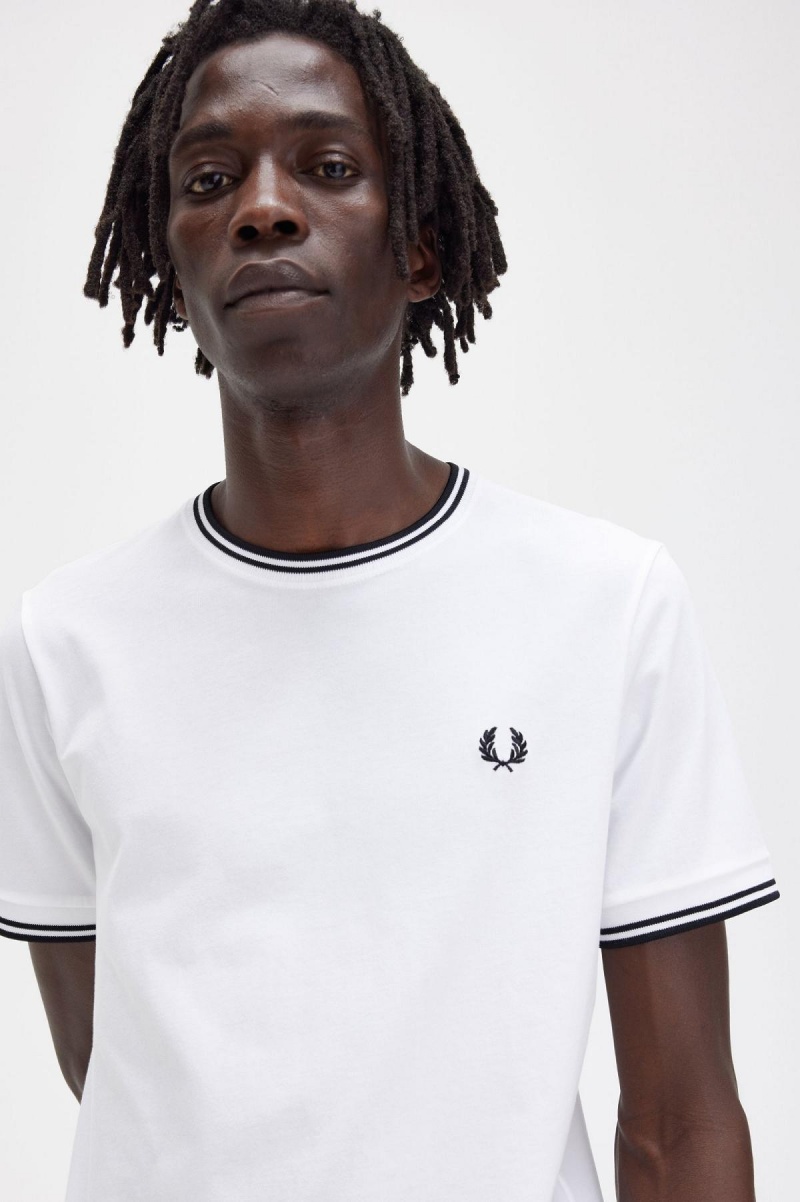 Fred Perry Twin Tipped T-shirt Herr Vita | ESEVG66564