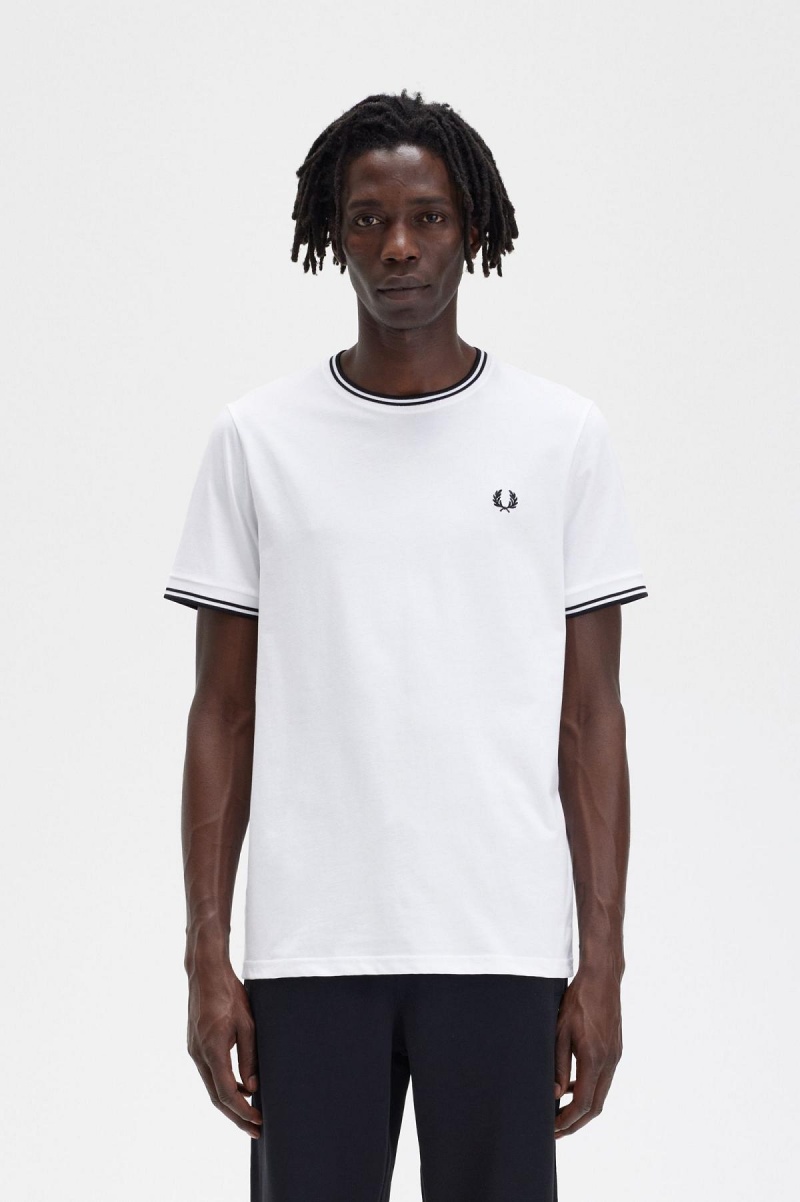 Fred Perry Twin Tipped T-shirt Herr Vita | ESEVG66564