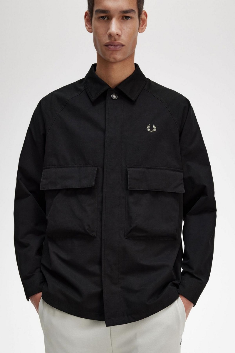 Fred Perry Utility Skjorta Herr Svarta | ZSENQ84557