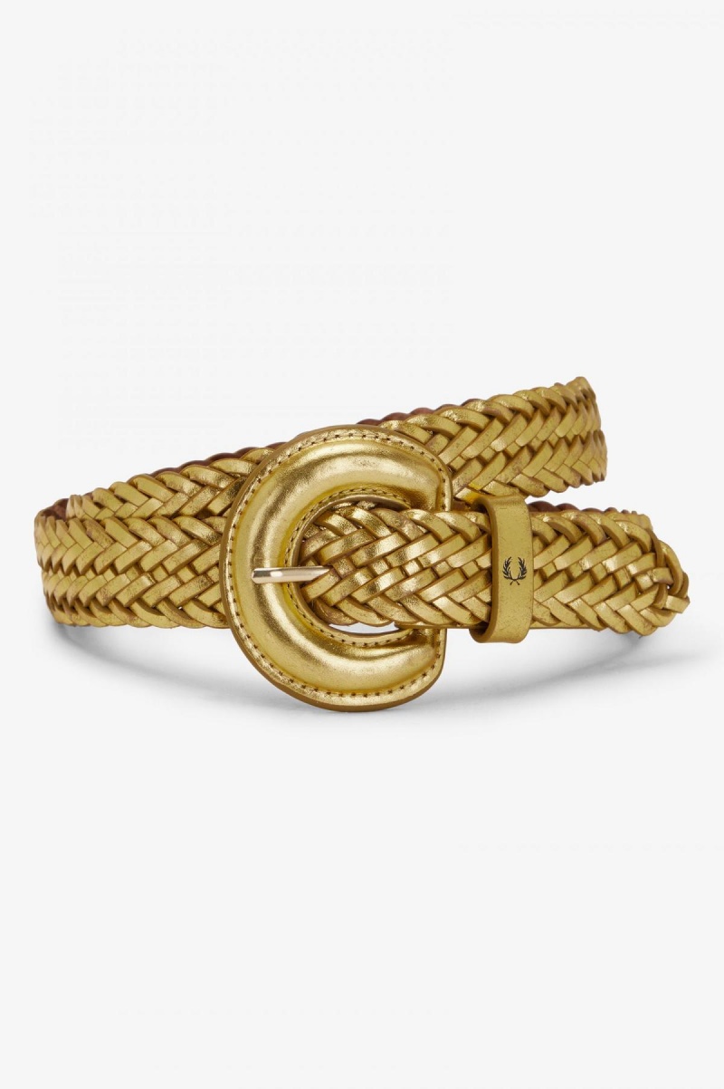 Fred Perry Woven Läder Bälte Accessories Guld | SENZX25613