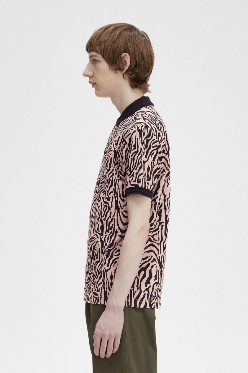 Fred Perry Zebra Print Fred Perry Shirt Piketröja Herr Rosa Rosa | ESEHC27480