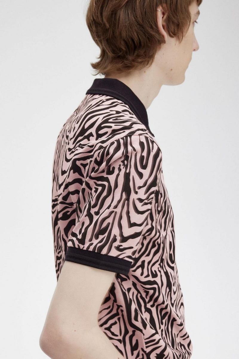 Fred Perry Zebra Print Fred Perry Shirt Piketröja Herr Rosa Rosa | ESEHC27480