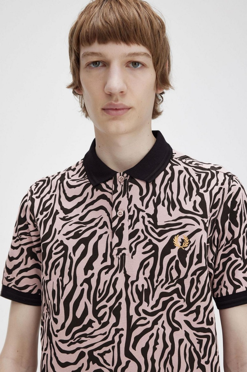 Fred Perry Zebra Print Fred Perry Shirt Piketröja Herr Rosa Rosa | ESEHC27480