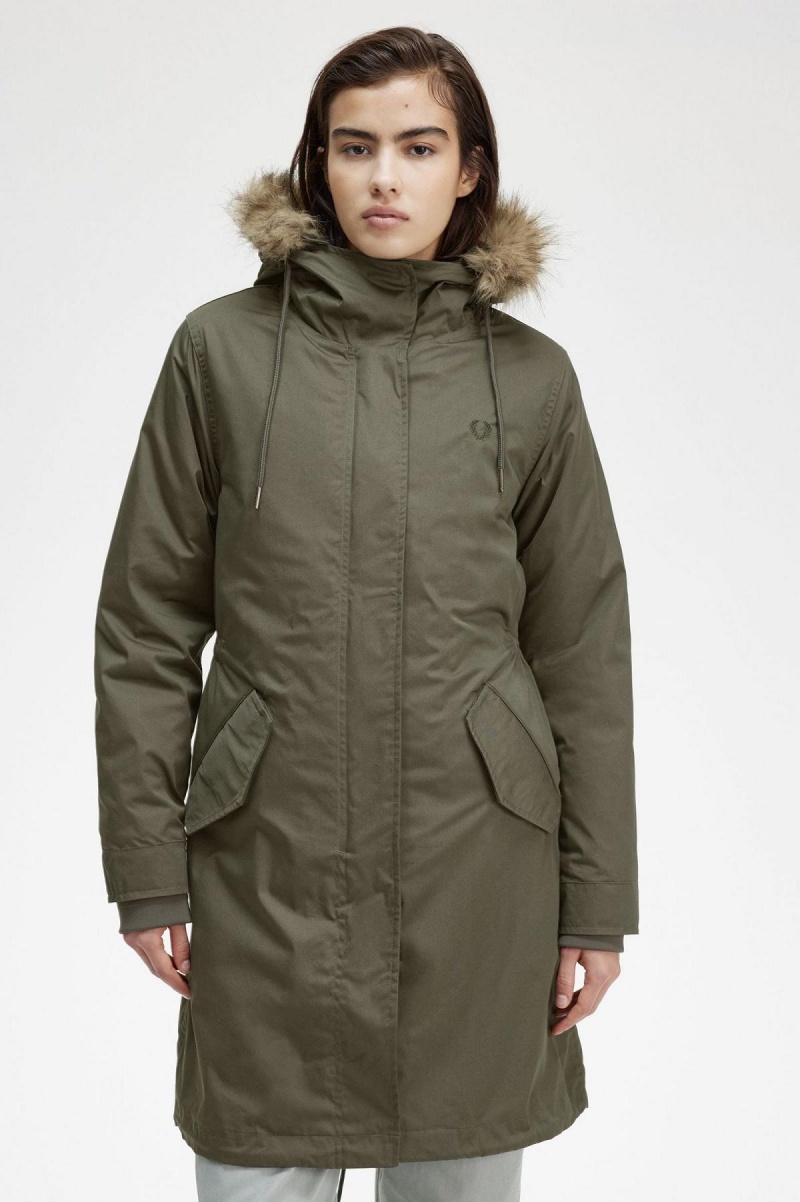 Fred Perry Zip-In Liner Parka Rockar Dam Gröna | XSEGW29826