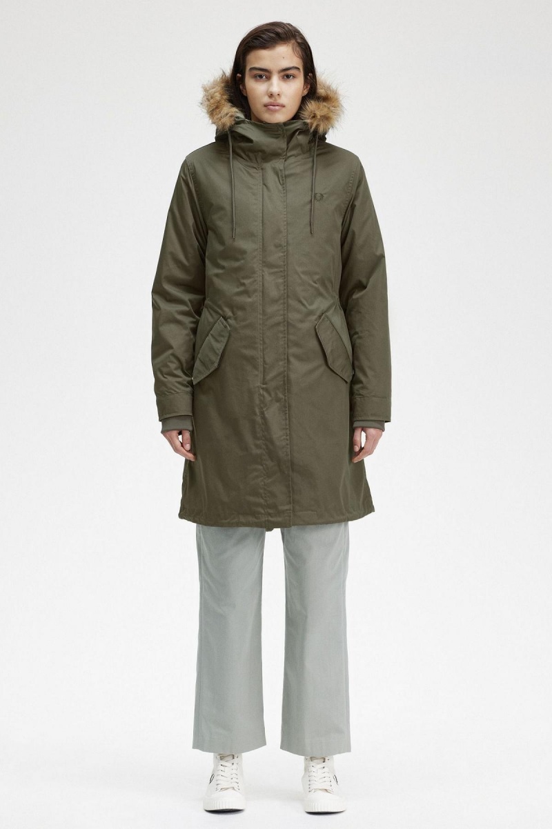 Fred Perry Zip-In Liner Parka Rockar Dam Gröna | XSEGW29826