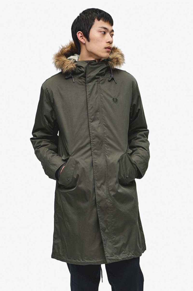 Fred Perry Zip-In Liner Parka Rockar Herr Gröna | LSETR79735