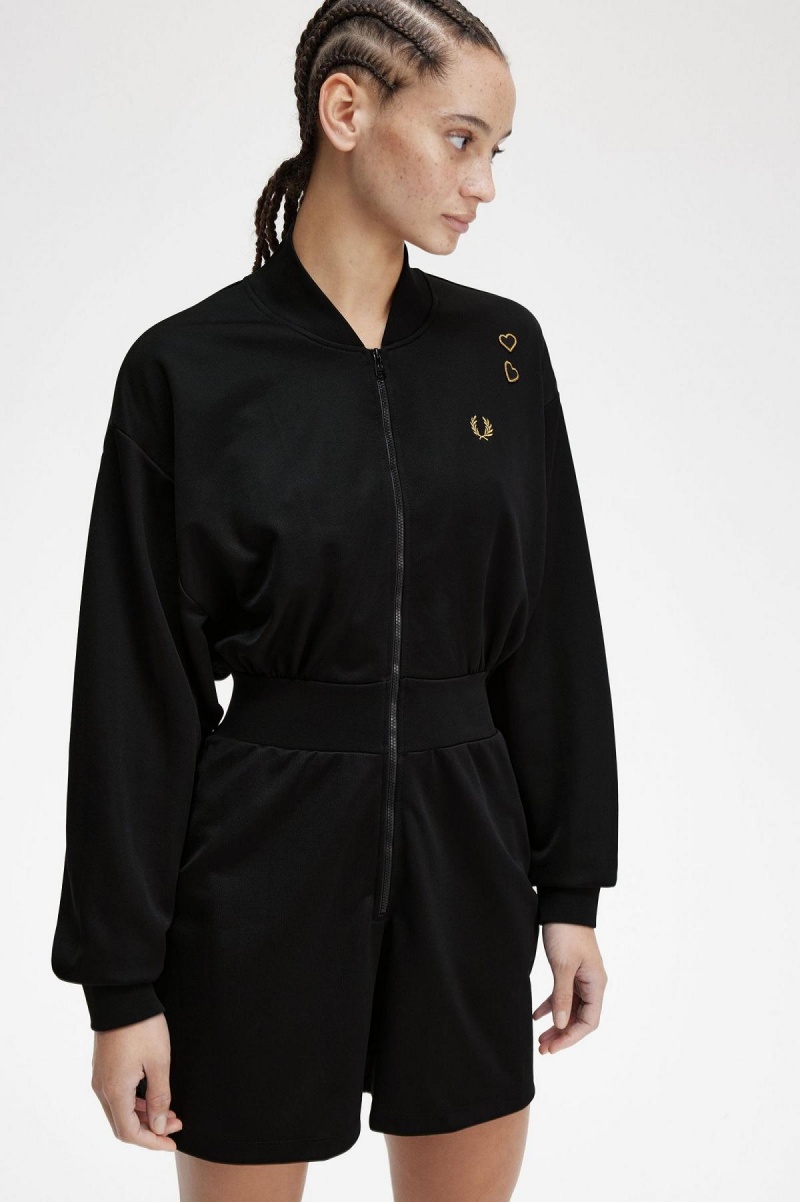 Fred Perry Zip-Through Playsuit Klänning Dam Svarta | SEIIZ72359