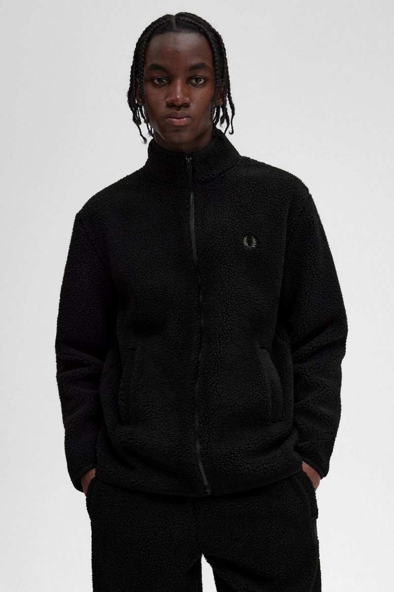 Fred Perry Zip Through Borg Fleece Rockar Herr Svarta | ZSENQ65715