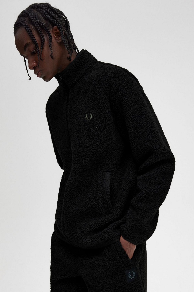 Fred Perry Zip Through Borg Fleece Rockar Herr Svarta | ZSENQ65715