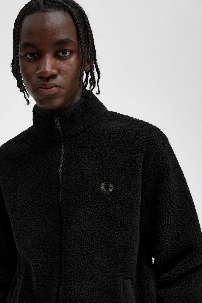 Fred Perry Zip Through Borg Fleece Rockar Herr Svarta | ZSENQ65715