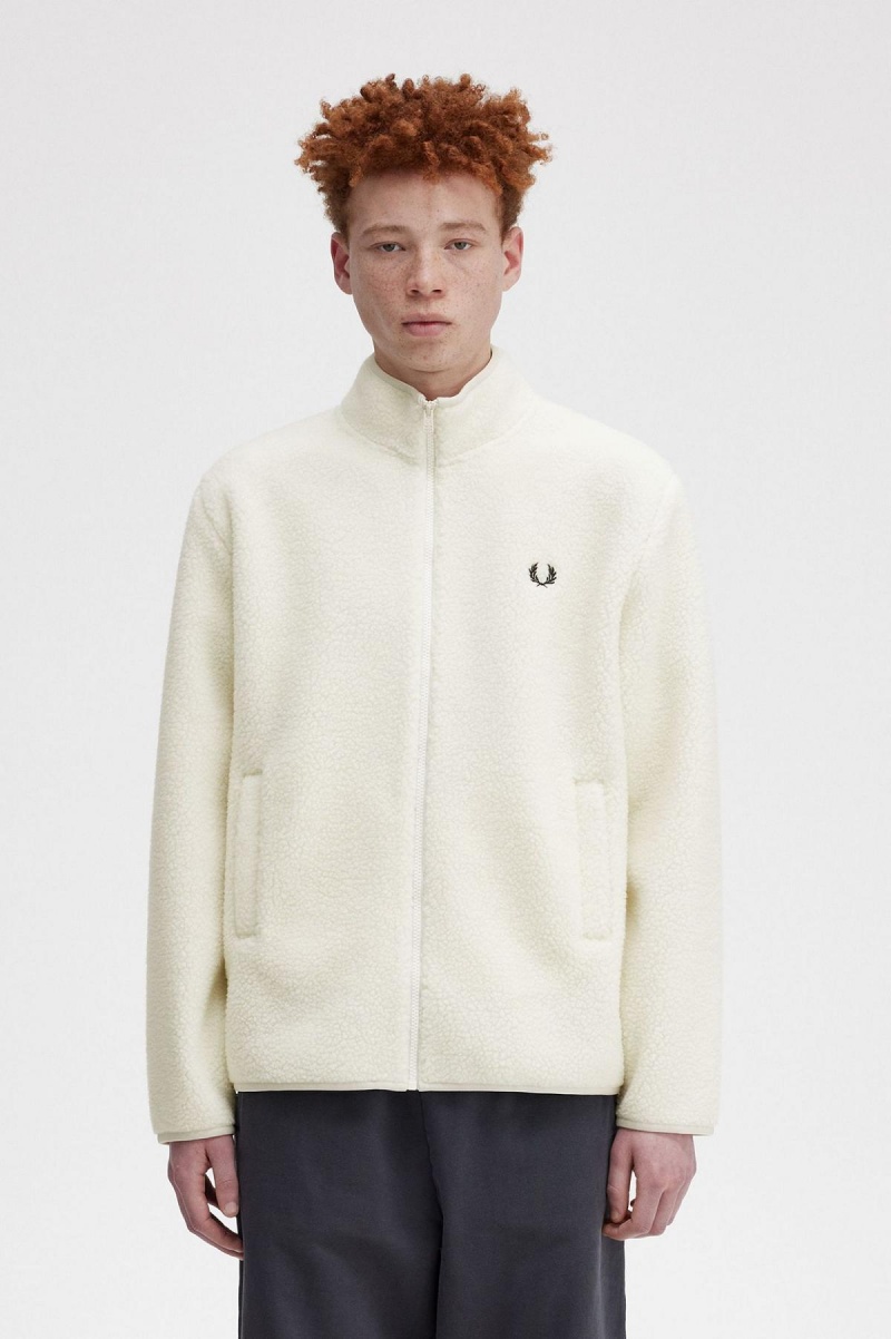 Fred Perry Zip Through Borg Fleece Tröjor Herr Ecru | TSEPQ11742