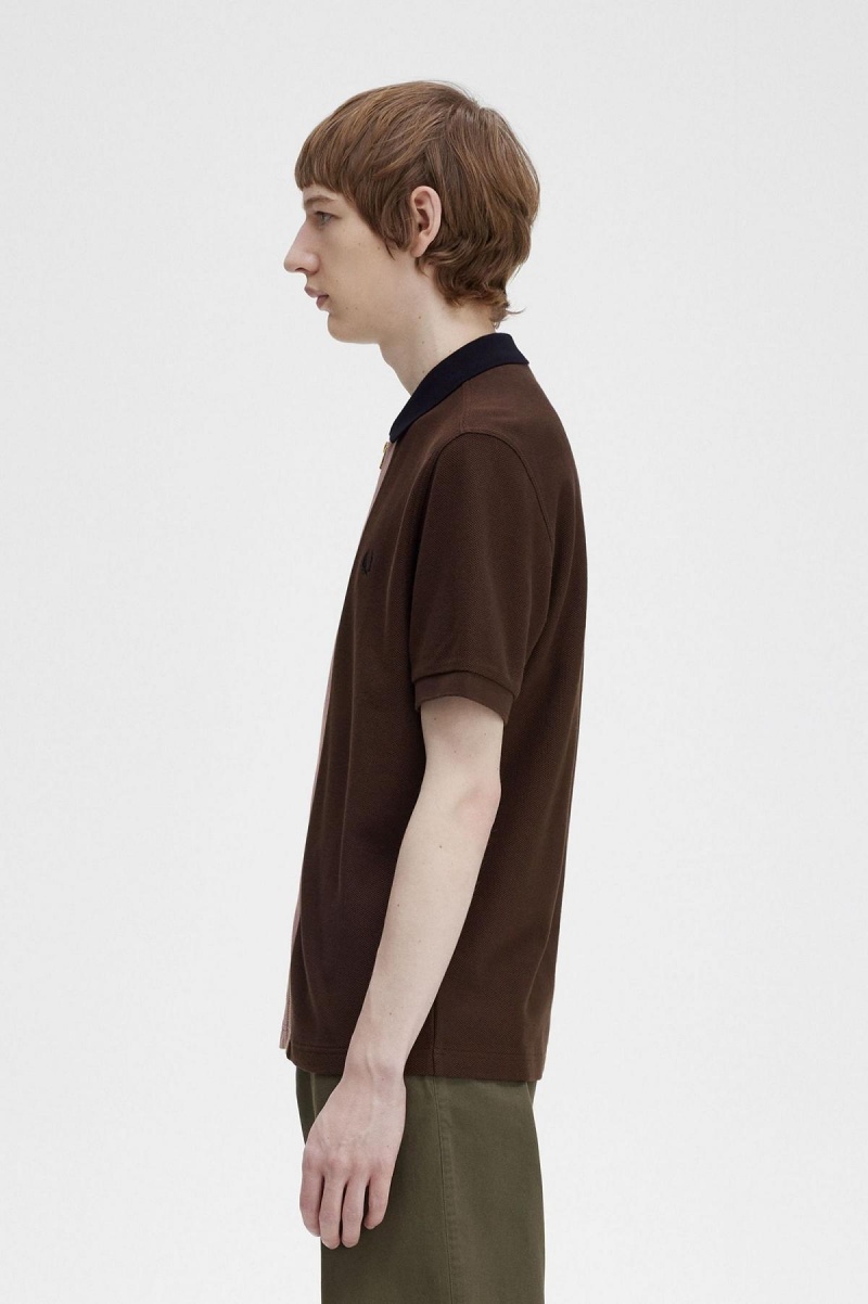 Fred Perry Zip Through Polo Shirt Piketröja Herr Burnt Tobacco | DSEVO51776