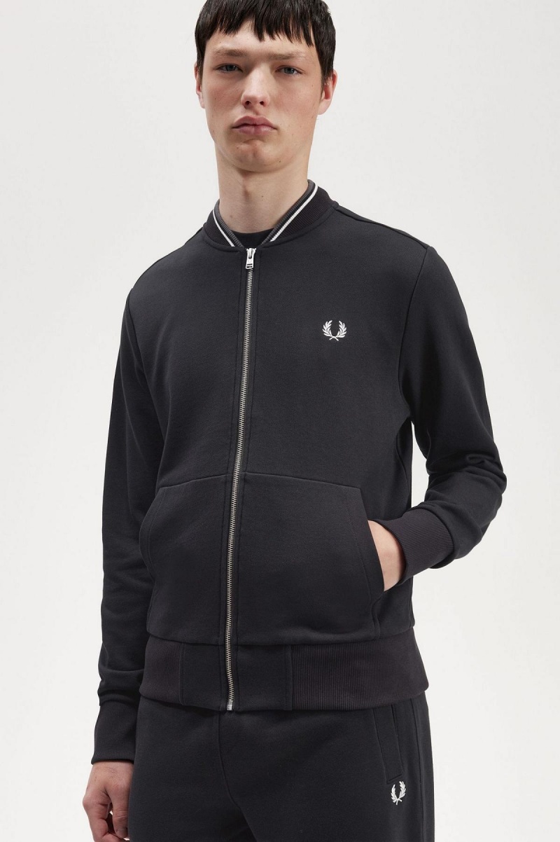 Fred Perry Zip Through Tröjor Herr Svarta | ESEVG13129